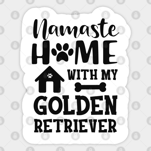 Golden Retriever - Namaste home with golden retriever Sticker by KC Happy Shop